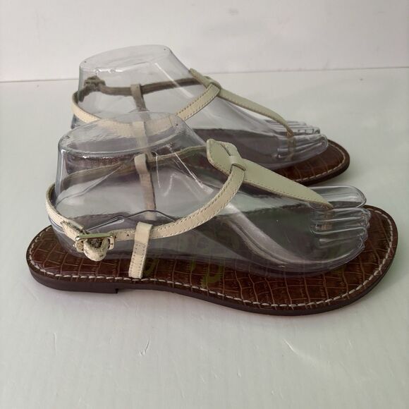 Sam Edelman Gigi Sandals Women's Size 8.5 W, 38.5 EU White Leather Thong Strappy - Picture 3 of 8
